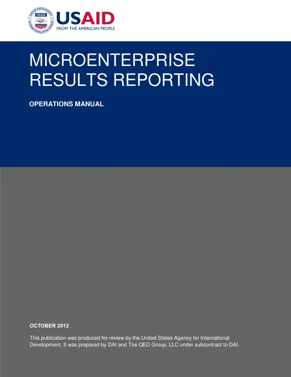 Microenterprise Results Reporting Operations Manual