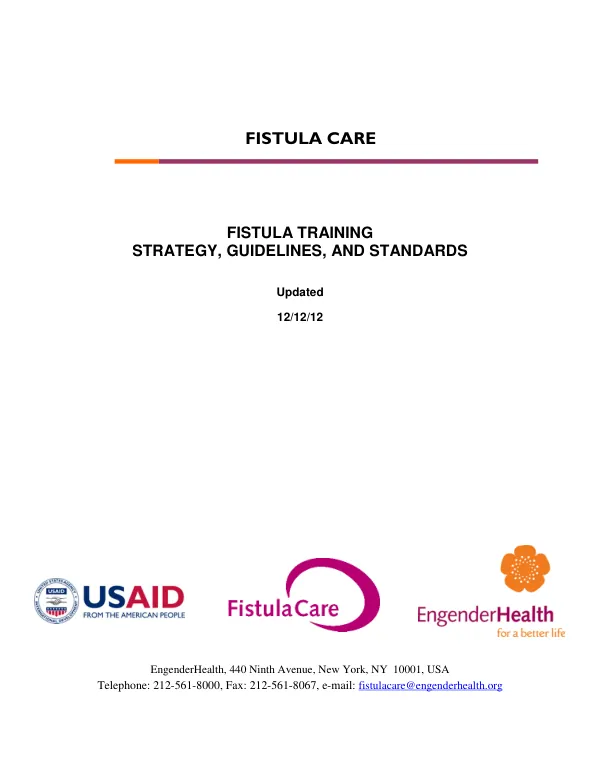 Fistula Training Strategy, Guidelines and Standards