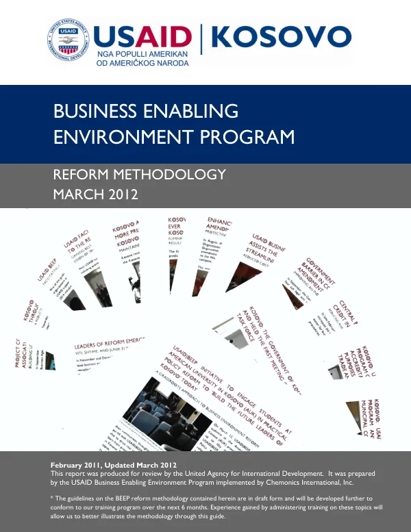 Business Enabling Environment Program Reform Methodology