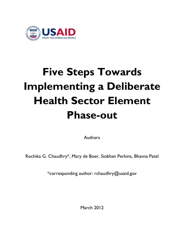 Five Steps Towards Implementing a Deliberate Health Sector Element Phase-out