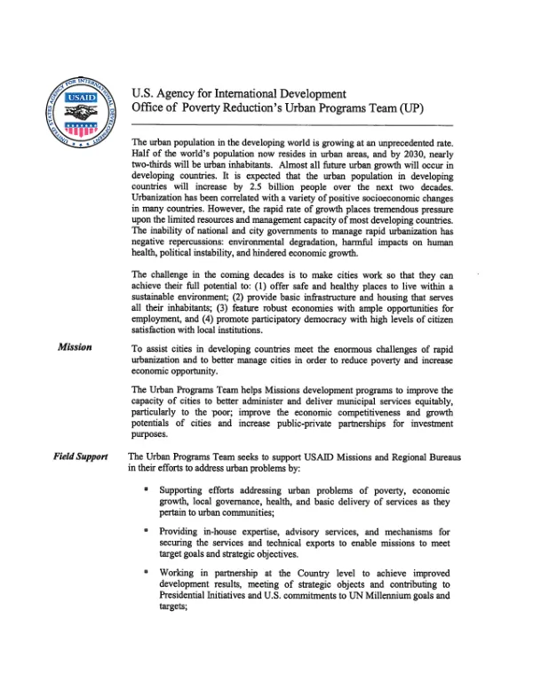 Urban Programs Team: Making Cities Work