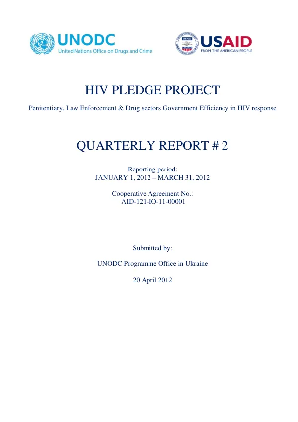 Quarterly Report # 2: Penitentiary, Law Enforcement & Drug sectors Government Efficiency in HIV response