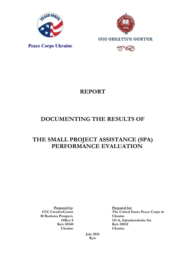 Evaluation Report: Small Project Assistance (SPA) Performance Evaluation in Ukraine