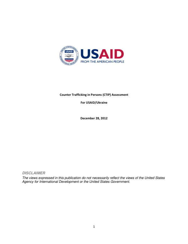 Counter Trafficking in Persons (CTIP) Assessment for USAID/Ukraine