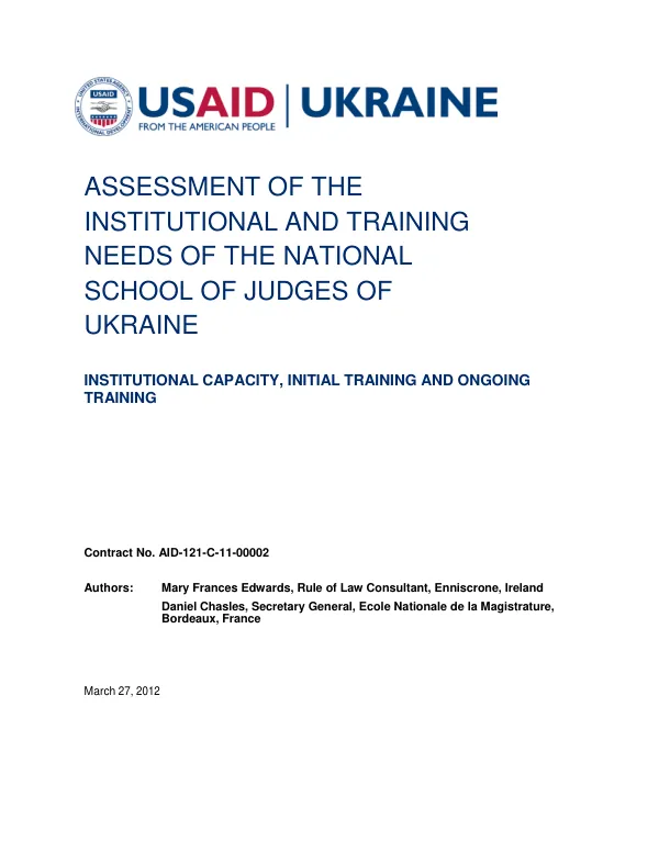 Assessment of the Institutional and Training Needs of the National School of Judges of Ukraine