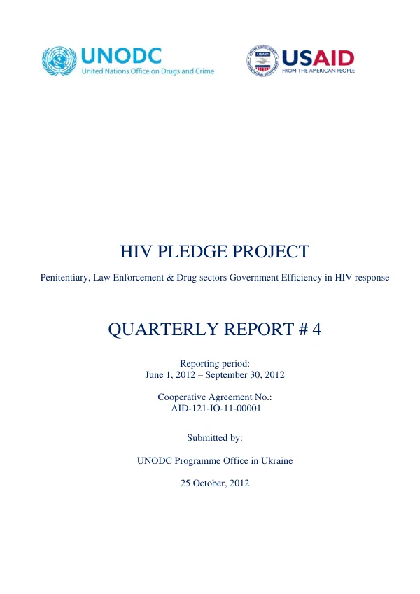Quarterly Report # 4: Penitentiary, Law Enforcement & Drug sectors Government Efficiency in HIV response