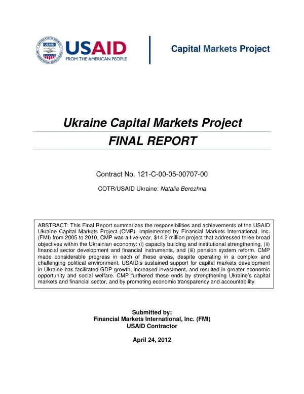 Ukraine Capital Markets Project FINAL REPORT
