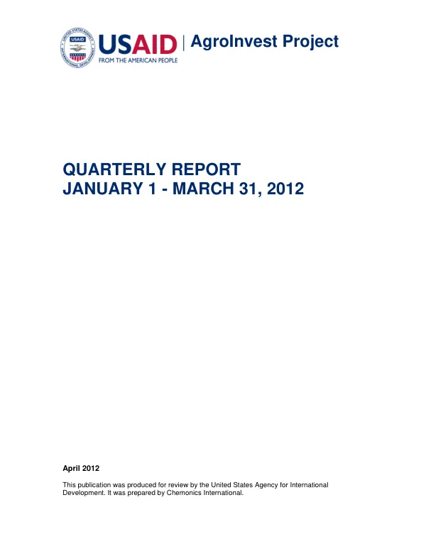 AgroInvest Quarterly Report January - March 2012