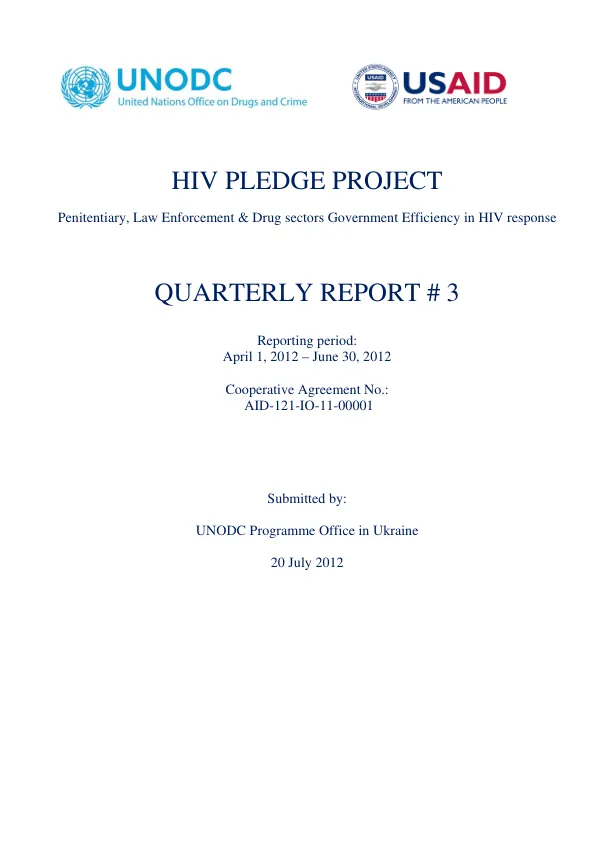 Quarterly Report # 3: Penitentiary, Law Enforcement & Drug sectors Government Efficiency in HIV response