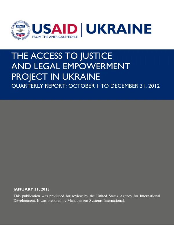Quarterly Report: October 1 to December 31, 2012