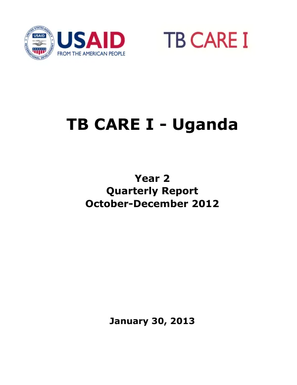 TB CARE I - Uganda Year 2 Quarterly Report October-December 2012