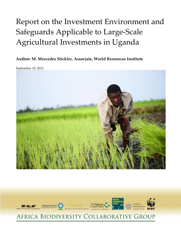 Report on the investment environment and safeguards applicable to large-scale agricultural investments in Uganda
