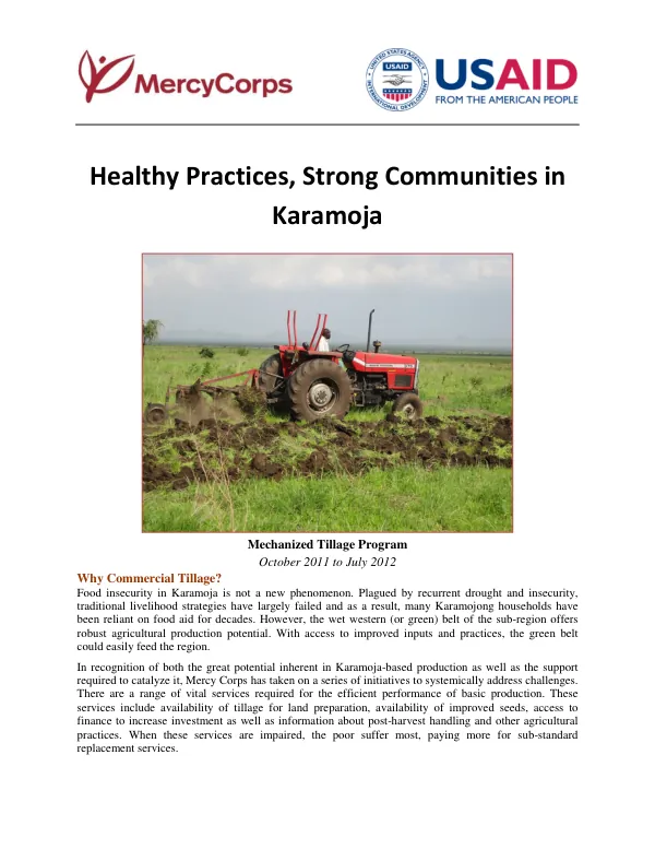 Healthy Practices, Strong Communities in Karamoja: Mechanized Tillage Program