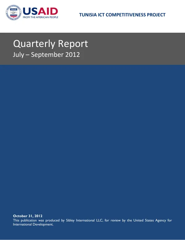 Tunisia ICT Competitiveness Project Quarterly Report July – September 2012