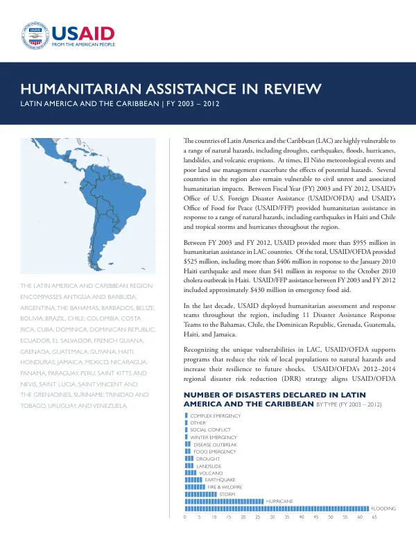 Humanitarian Assistance in Review: Latin America and the Caribbean | FY 2003 – 2012