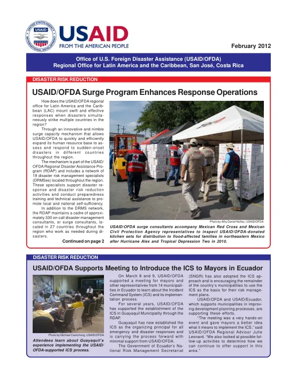 USAID/OFDA Surge Program Enhances Response Operations