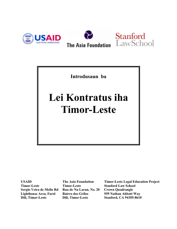 Lei Kontratus iha Timor-Leste