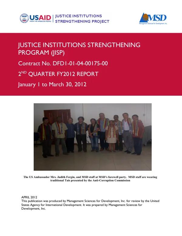 JUSTICE INSTITUTIONS STRENGTHENING PROGRAM (JISP)
