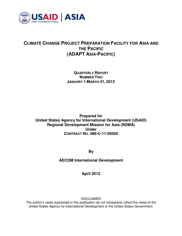 USAID/ADAPT Asia-Pacific Quarterly Report – January 1 – March 31, 2012