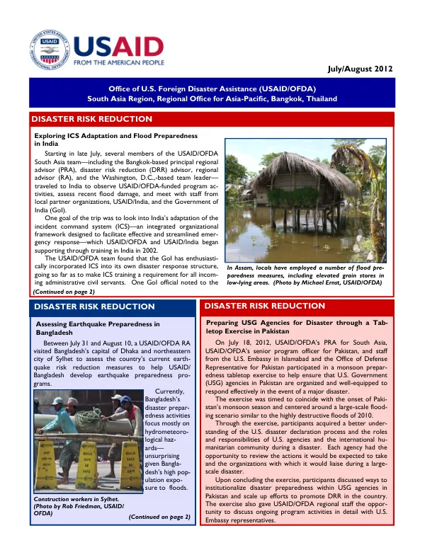 Disaster Risk Reduction in South Asia