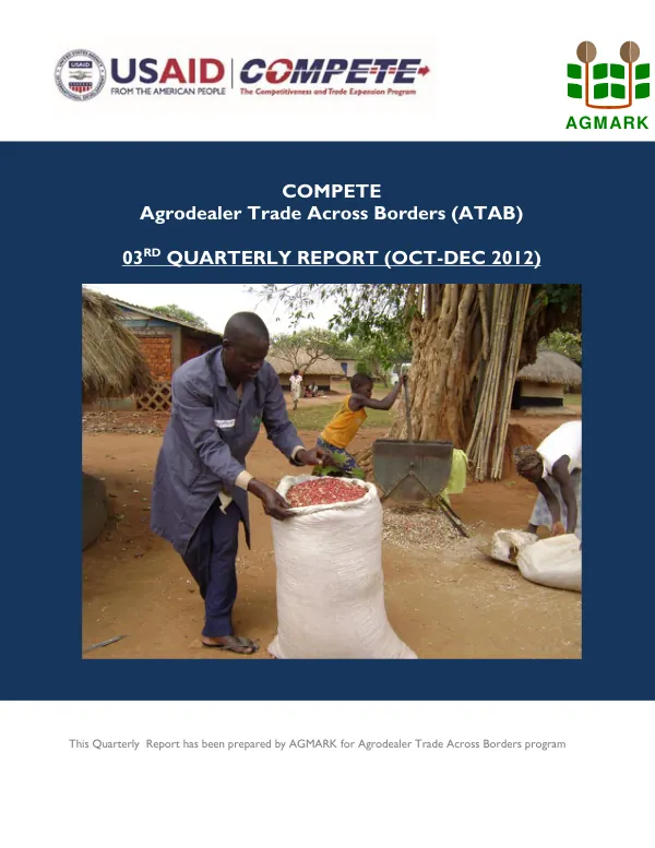 3rd Quarterly Report (Oct-Dec 2012) for Agrodealer Trade Across Borders (ATAB) Project