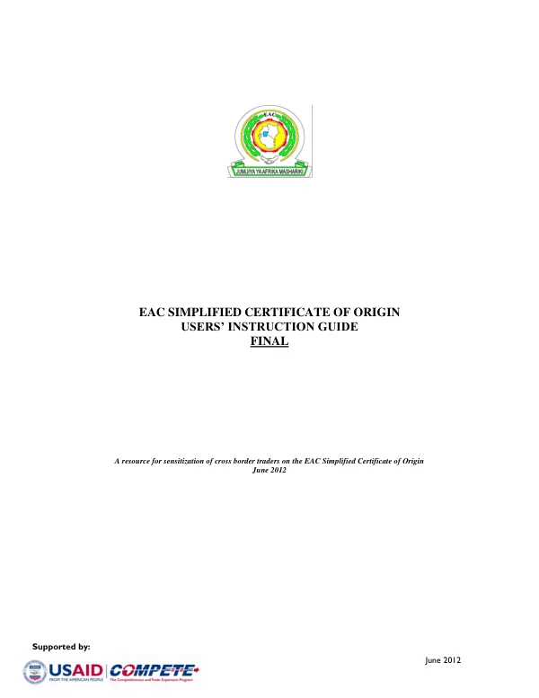 EAC Simplified Certificate of Origin Users’ Instruction Guide