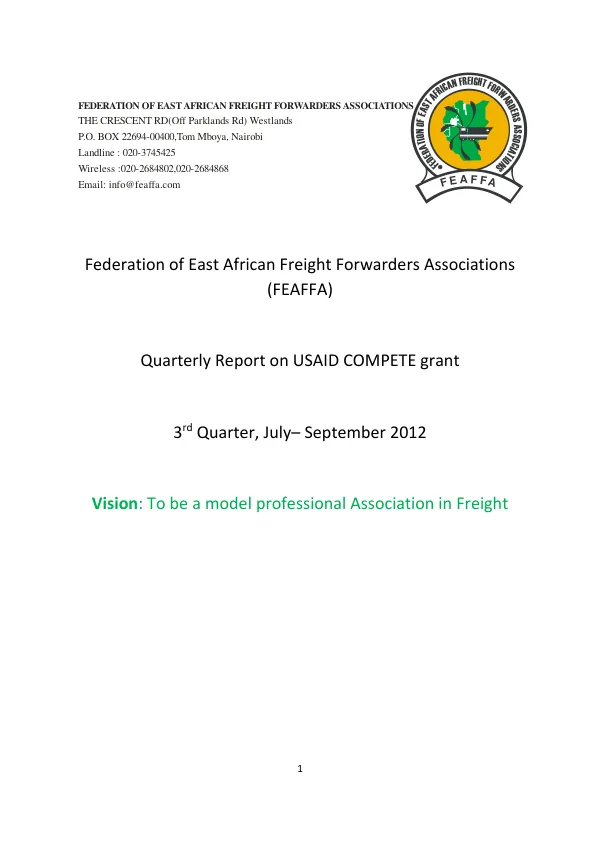 Quarterly Report on USAID COMPETE grant