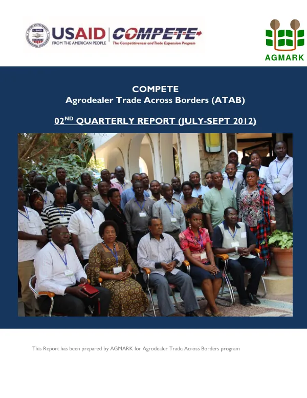2nd Quarterly Report (July-Sept 2012) for Agrodealer Trade Across Borders (ATAB) Project