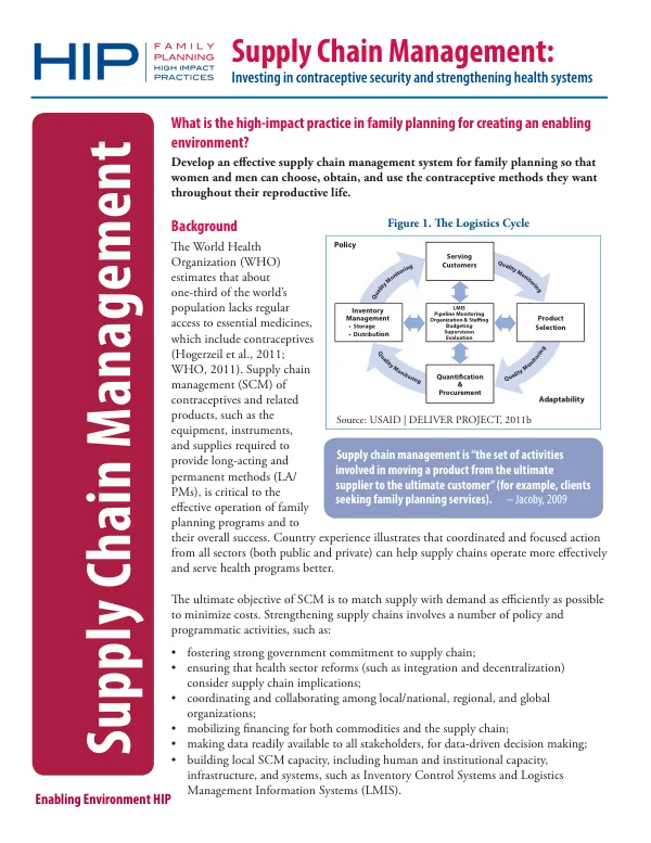 Strengthening Supply Chain Management for Family Planning