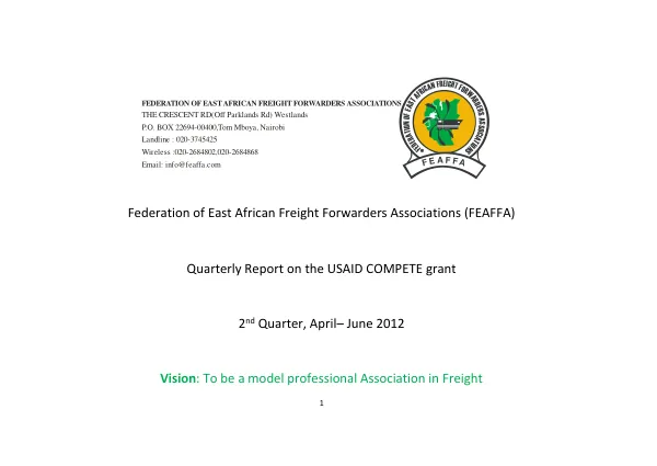 Quarterly Report on the USAID COMPETE grant