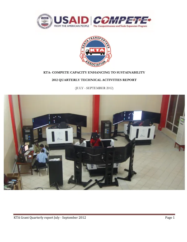 KTA Grant Quarterly report July - September 2012