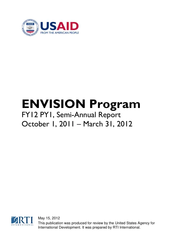 ENVISION Semi Annual Report October 1, 2011- March 31, 2012