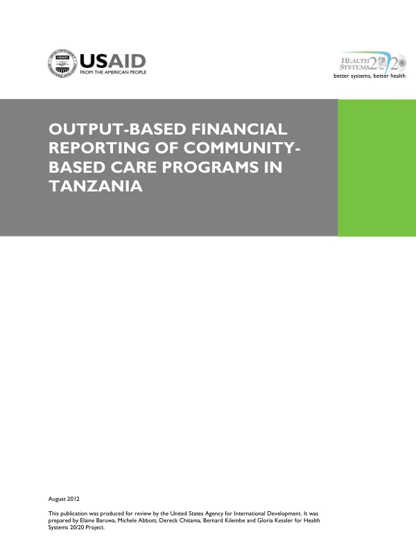 Output-Based Financial Reporting of Community-Based Care Programs in Tanzania
