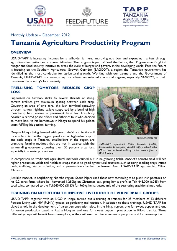 USAID-TAPP monthly bulletin #37