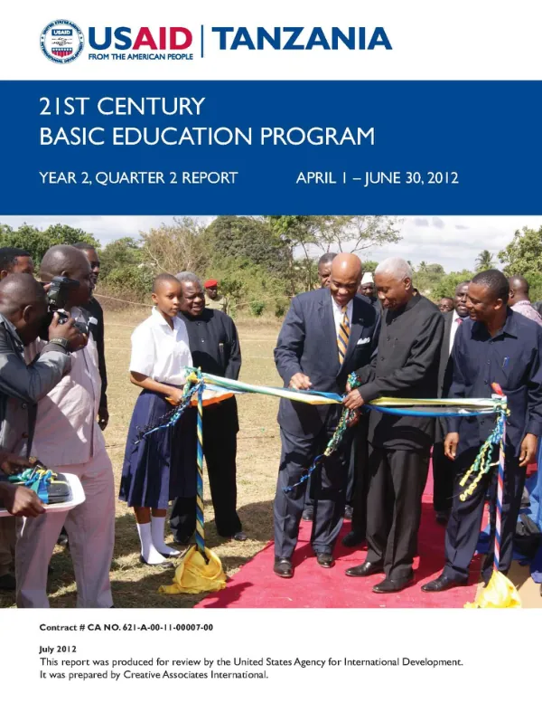 TZ21 Year 2, Quarter 2 Report, April – June, 2012