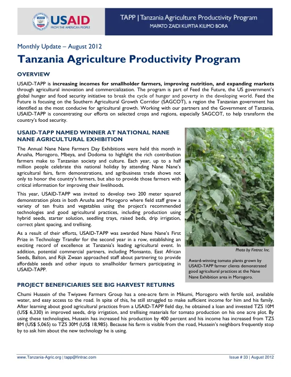 USAID-TAPP monthly bulletin #33