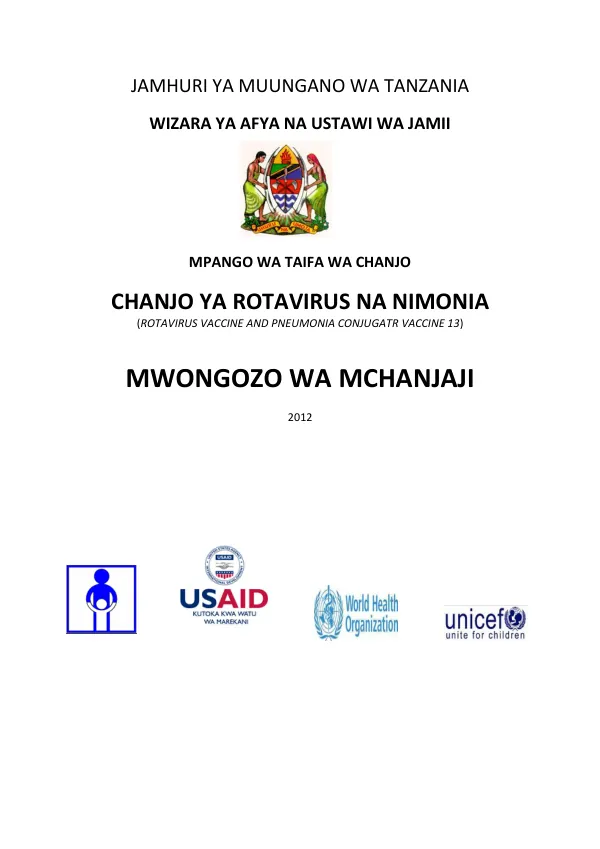 MWONGOZO WA MCHANJAJI KWA CHANJO YA ROTAVIRUS NA NIMONIA (PCV13)