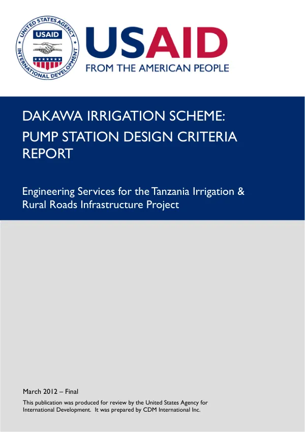 Dakawa Irrigation Scheme: Pump Station Design Criteria Report