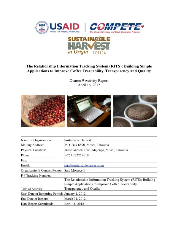 The Relationship Information Tracking System (RITS): Building Simple Applications to Improve Coffee Traceability, Transparency and Quality