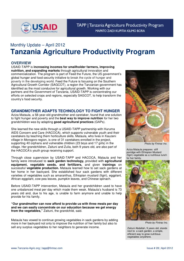 USAID-TAPP monthly bulletin #28