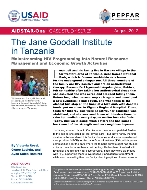 The Jane Goodall Institute in Tanzania: Mainstreaming HIV Programming into Natural Resource Management and Economic Growth Activities