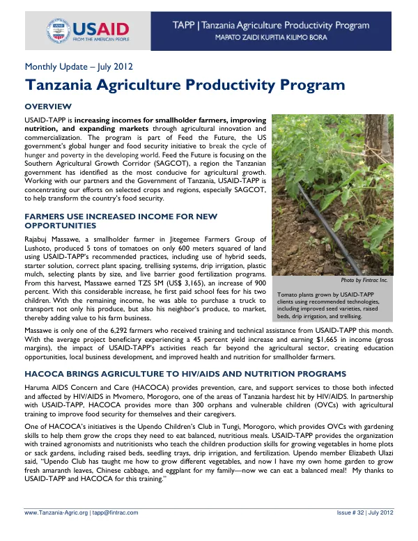 USAID-TAPP monthly bulletin #32