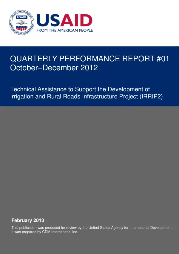 Quarterly Performance Report #01: October–December 2012