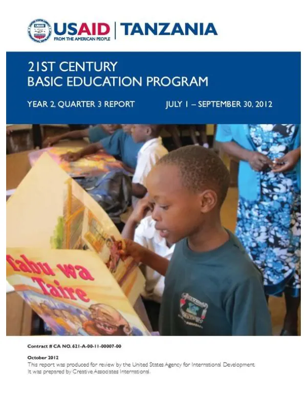 TZ21 Year 2, Quarter 3 Report, July – September 2012