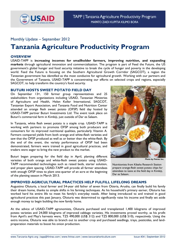 USAID-TAPP monthly bulletin #34