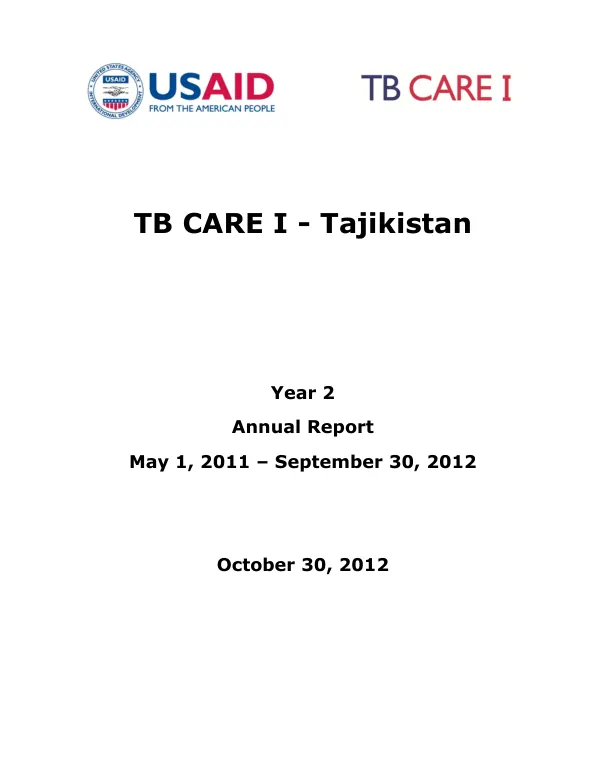 TB CARE I - Tajikistan Annual Report Year 2