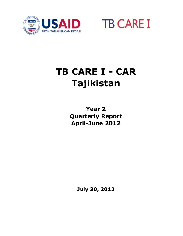 TB CARE I - CAR Tajikistan Year 2 Quarterly Report April-June 2012