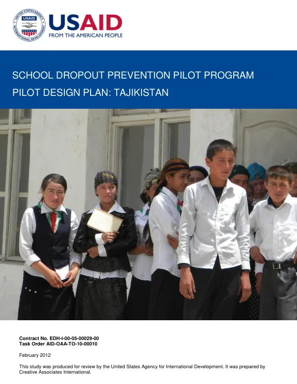 Pilot Design Plan: Tajikistan - School Dropout Prevention Pilot Program