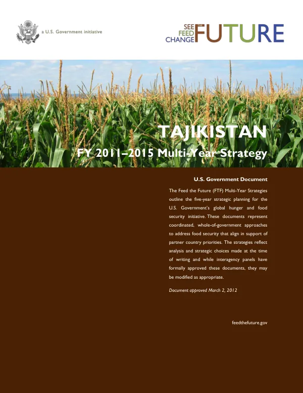 Feed the Future FY 2011–2015 Multi-Year Strategy for Tajikistan