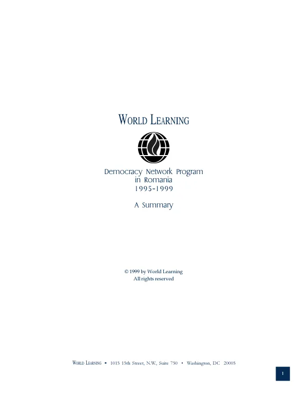 Democracy network program in Romania 1995-1999 : a summary